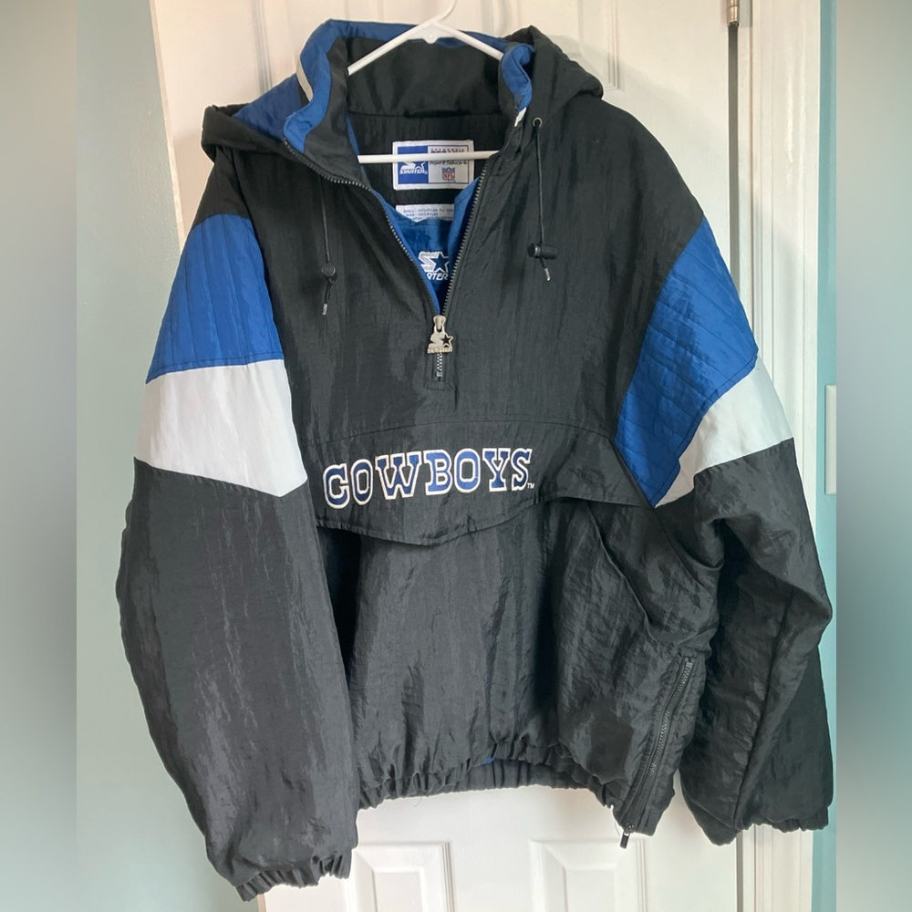 Vintage 90s Starter Pro Line NFL Dallas Cowboys Pullover Jacket 1/4 Zip Size XL
